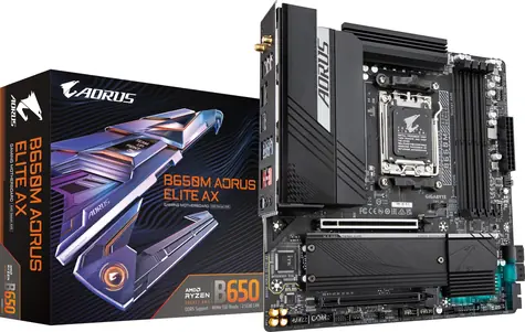GIGABYTE B650M AORUS ELITE AX rev. 1.0 / AMD B650 / DDR5 / SATA III RAID / USB / GLAN / M.2 / sc.AM5 / Wi-Fi / m-ATX