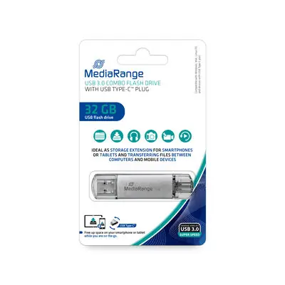 MediaRange MR936 32GB stříbrná / Flash Disk / USB 3.1