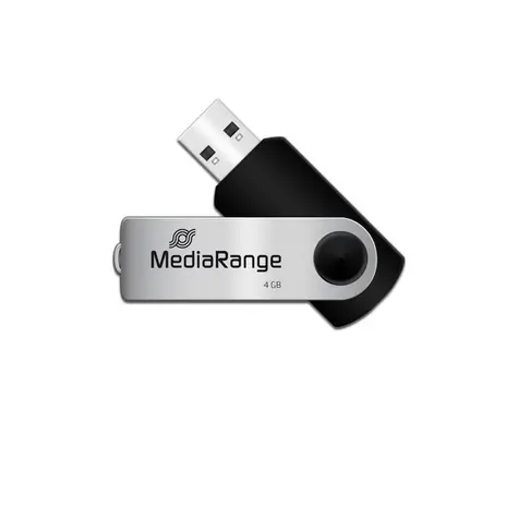 MediaRange MR907 4GB stříbrná / 4 GB / USB 2.0 Type A / Rychlost zápisu 4 MB/s / Plast + kov