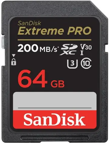 SanDisk Extreme PRO SDXC 64GB / Class 10 / čtení/zápis 200/90 MB/s / vhodné pro 4K