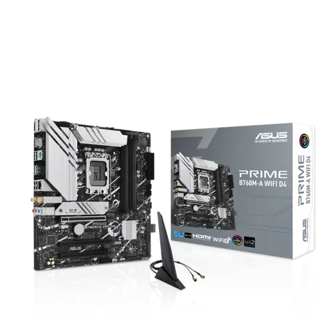 ASUS PRIME B760M-A WIFI D4 / B760 / LGA 1700 / 4x DDR4 / PCIEx16 / 1x 2.5GLAN / mATX