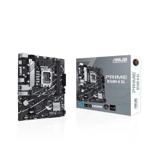 ASUS PRIME B760M-K D4 / B760 / LGA 1700 / 2x DDR4 / PCIEx16 / 1x 2.5GLAN / mATX