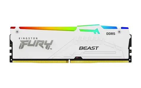 Kingston Fury Beast White RGB 32GB (1x32GB) DDR5 5200MHz / CL40 / DIMM / On-Die ECC / XMP / 1.25V