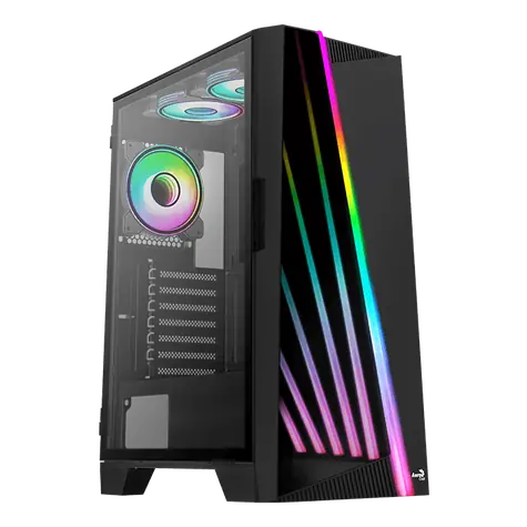 AeroCool Mirage černá / PC skříň / ATX / 2x USB 3.0 / 1x USB 2.0 / Bez zdroje / průhledná bočnice