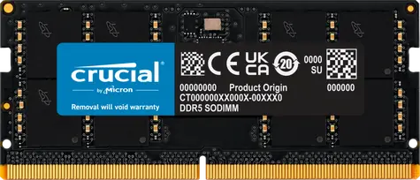Crucial 32GB (1x32GB) 4800 MHz / DDR5 / SO-DIMM / CL40 / 1.1V