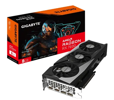 GIGABYTE RX 7600 GAMING OC / 1875-2754 MHz / 8GB D6 / 128-bit / 2x HDMI + 2x DP / 165W (8) / doprodej