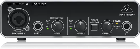 Behringer UMC22 / Externí zvuková karta / USB / XLR / 6.3mm