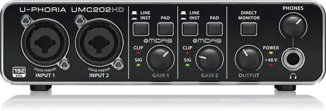 Behringer UMC202HD / Externí zvuková karta / USB / XLR / 6.3mm