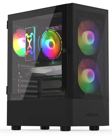 KRUX Vako černá / PC skříň / ATX / micro-ATX / mini-ITX / průhledná bočnice / bez zdroje