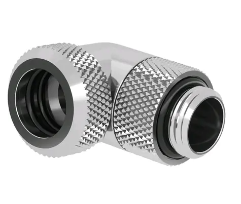 Barrow G1/4 (M) šroubení pro 12mm pevnou trubici - 90° koleno stříbrná