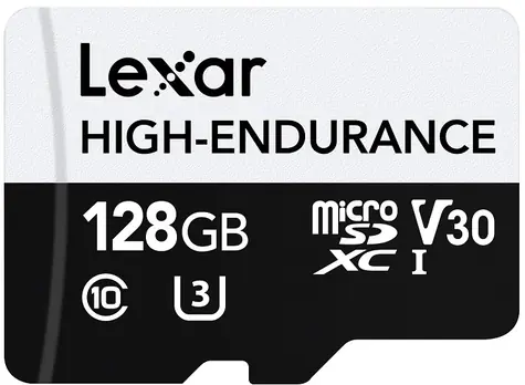 Lexar High-Endurance microSDHC/SCXC 128 GB / UHS-I V30 / U3 / Class 10 / rychlost čtení 100MBs / zápis 45MBs