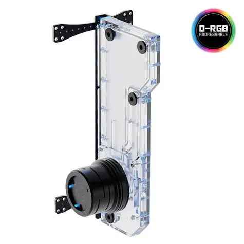Singularity Computers Resonance 2.0 distribuční panel s krytem pro D5 pumpu RGB černá / 8x G1/4