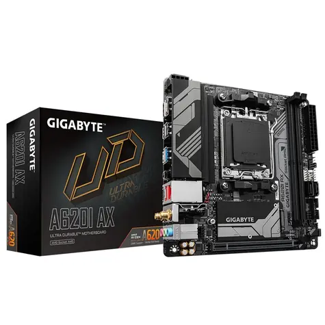 GIGABYTE A620I AX / A620 / AM5 / 2x DDR5 / 2x SATA III / 6x USB / 1x PCIE x16 / 1x 2.5GLAN / 1x M.2 / mITX