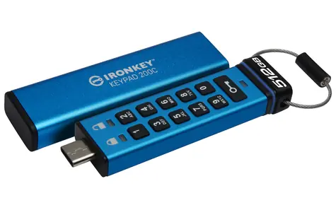 Kingston IronKey Keypad 200C 512GB modrá / Flash Disk / USB 3.2 Gen 1 - (USB-C) / FIPS 140-3 Level 3