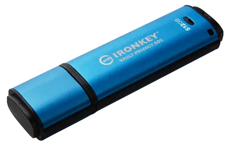 Kingston IronKey Vault Privacy 50C 512GB modrá / Flash Disk / USB 3.2 Gen 1 - (USB-C) / FIPS 197