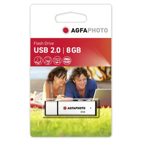 AgfaPhoto USB 2.0 8GB stříbrná / Flash Disk / USB-A 2.0 / R:12 MB/s / W:4 MB/s 