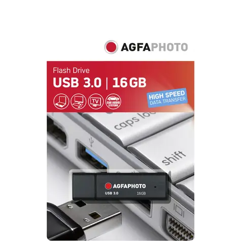 AgfaPhoto USB 3.0 16GB černá / Flash Disk / USB-A 3.0 / R:35 MB/s / W:10 MB/s  