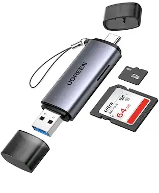 UGREEN Čtečka karet USB-C (M) - USB-A (M) šedá / SD / micro SD