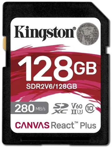 Kingston Canvas React Plus V60 SD 128GB / UHS-II / V60 / U3 / Class 10
