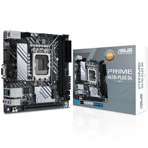 ASUS PRIME H610I-PLUS D4-CSM / H610 / LGA 1700 / 2x DDR4 / PCIEx16 / 1x GLAN / mini-ITX 