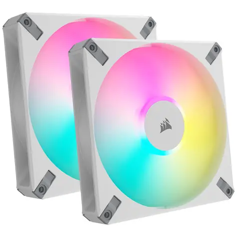Corsair AF Elite Series RGB 140mm bílá 2 ks / Fluid Dynamic Bearing / 500-1700 RPM / 89 CM / 4-pin