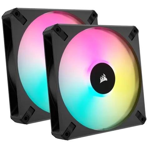 Corsair AF Elite Series RGB 140 mm černá 2 ks / Fluid Dynamic Bearing / 500-1700 RPM / 89 CFM / 4-pin