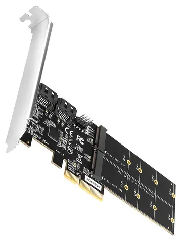AXAGON PCES-SA4M2, PCIe řadič - 2x interní SATA 6G port + 2x SATA M.2 slot, ASM1164, SP & LP / doprodej