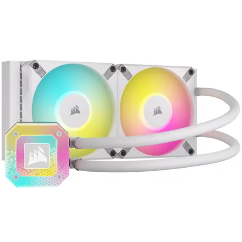 Corsair iCUE H100i ELITE CAPELLIX XT bílá / 2x 120mm / 34.1 dB / 550-2100 RPM / 65.57 CFM / Intel + AMD