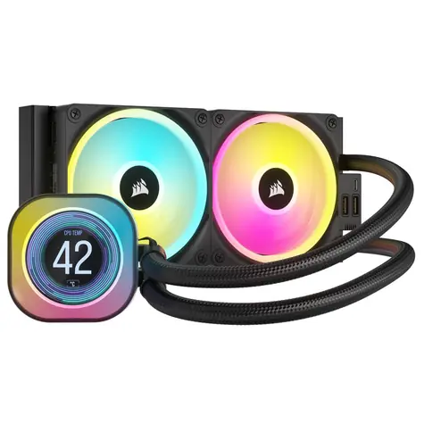 Corsair iCUE LINK H100i RGB LCD černá / 2x 120mm / 480-2400 RPM / 63.1 CFM / Intel + AMD