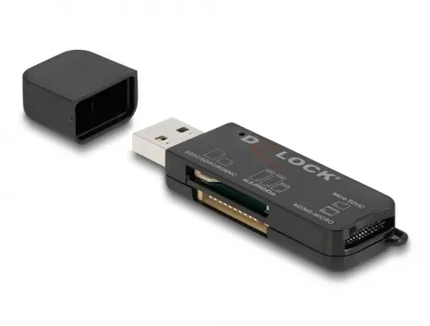 DeLock USB 3.2 čtečka karet SD & microSD & MS černá
