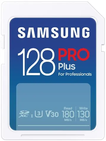SAMSUNG PRO Plus SDXC 128 GB / Class 10 / U3 / čtení: až 180MBs / zápis: až 130MBs / vhodné pro 4K