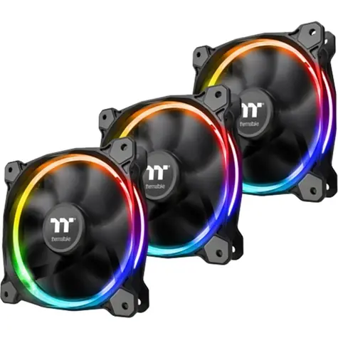 THERMALTAKE Riing Quad 12 RGB Radiator černá 3ks / Ventilátor / 120 mm / Hydraulic Bearing / 1500 RPM @ 26.4 dB / 40.6