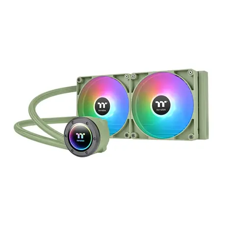 THERMALTAKE TH280 V2 ARGB zelená / AIO vodní chladič CPU / 2x 140 mm / 1800 RPM @ 34.7 dB / 84.32 CFM