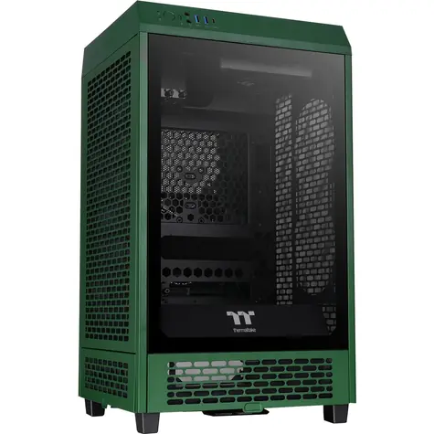 THERMALTAKE The Tower 200 zelená / mini ITX / 1x USB-C 3.2 / 2x USB-A 3.0 / bez zdroje / průhledná bočnice 