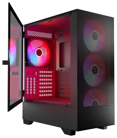 MODECOM Siroco ARGB černá / ATX / 1x USB-C 3.1 / 2x USB 3.1 / 4x 140mm / bez zdroje / průhledná bočnice