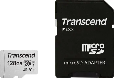Transcend 300S microSDXC 128GB + adaptér / Class 10 / UHS-I / U3 / V30 / R: 95MBs / W: 45MBs