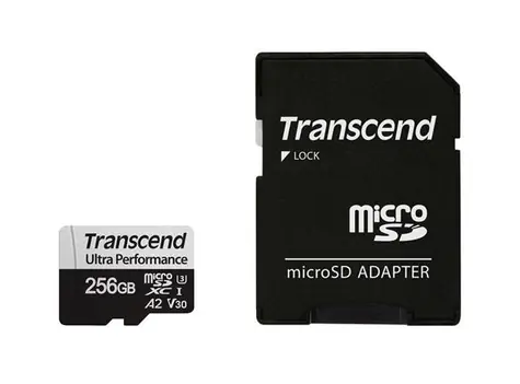 Transcend 340S microSDXC 256GB + adaptér / Class 10 / UHS-I / U3 / V30 / R: 160MBs / W: 125MBs