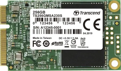 Transcend MSA230S 256GB / mSATA / RW: 530/400 MBps / IOPS: 45K/70K / MTBF 1.0mh / 3y