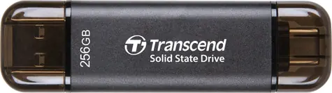 Transcend ESD310C Externí SDD 256GB šedá / USB-A/C 3.2 Gen 2 / R: 1050MBs / W: 950MBs