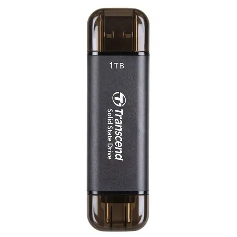 Transcend ESD310C Externí SDD 1TB šedá / USB-A/C 3.2 Gen 2 / R: 1050MBs / W: 950MBs