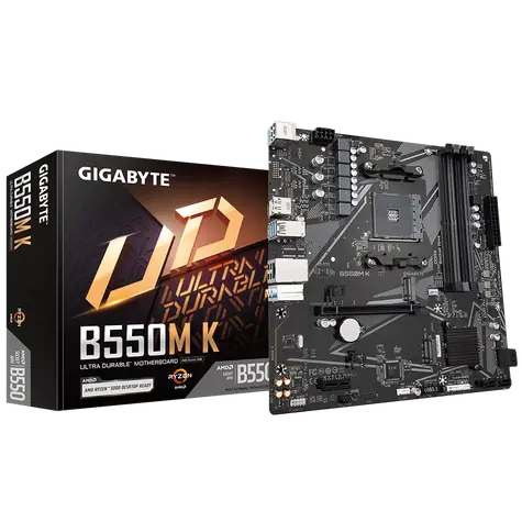 GIGABYTE B550M K / B550M / AM4 / 4x DDR4 / PCIEx16 / 1x GLAN / mATX