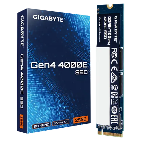 GIGABYTE Gen4 4000E SSD 250GB / M.2 2280 Gen 4 / R: 3500 MBps / W: 1800 MBps / MTBF: 1.5mh / 3y