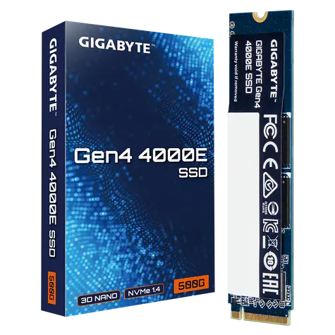 GIGABYTE Gen4 4000E SSD 500GB / M.2 2280 Gen 4 / R: 3600 MBps / W: 3000 MBps / MTBF: 1.5mh / 3y