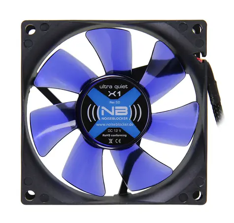 Noiseblocker BlackSilent Fan X1 modrá / 80mm / 10 dB @ 1300 RPM / 15.3 CFM / 3-pin