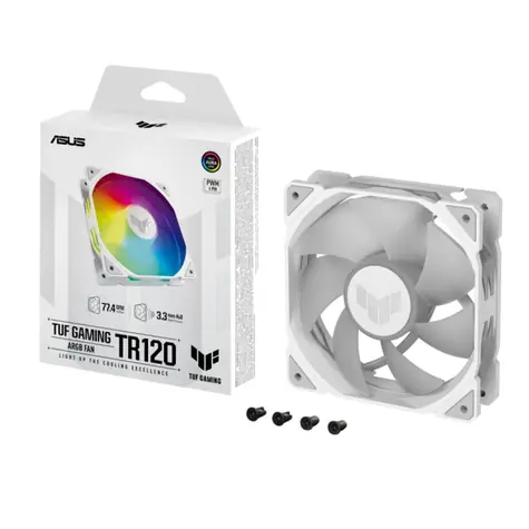 ASUS TUF GAMING TR120 ARGB bílá / 120mm / Hydraulic bearing / 2000 RPM / 77.4 CFM / 29 dB