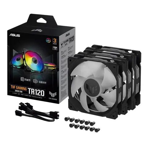 ASUS TUF GAMING TR120 ARGB (3ks) černá / 120mm / Hydraulic bearing / 2000 RPM / 77.4 CFM / 29 dB