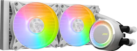 MSI MAG Core Liquid E240 bílá / 2x 120mm / 20 dB @ 3000 RPM / 75 CFM / AMD + Intel