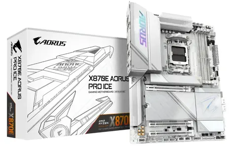 GIGABYTE X870E AORUS PRO ICE / AMD X870 / DDR5 / SATA III RAID / USB / 2.5GLAN / M.2 / sc.AM5 / ATX