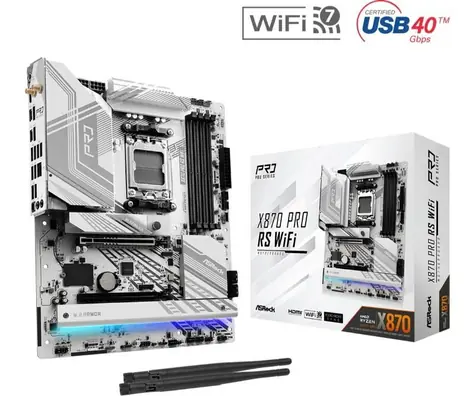 ASRock X870 PRO RS WIFI / AMD X870 / DDR5 / SATA III RAID / USB / 2.5GLAN / M.2 / sc.AM5 / ATX