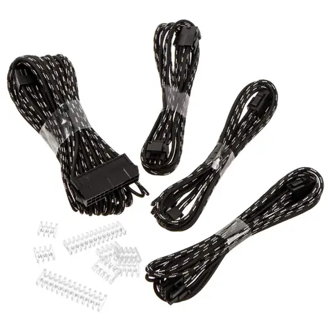 PHANTEKS Sada prodlužovacích kabelů S-Muster černo-stříbrná / 500mm / 1x 24-Pin / 1x 4+4-Pin / 2x 6+2-Pin